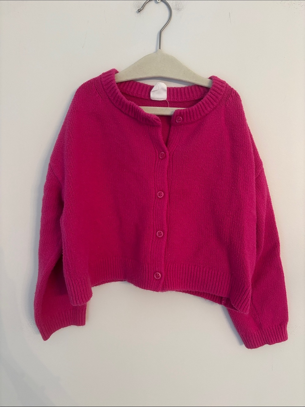 GAP Toddler Girls Bright Fuchsia Crewneck Cardigan Sweater